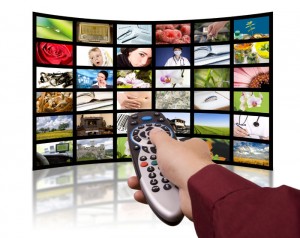 Digital television production concept, remote control TV.